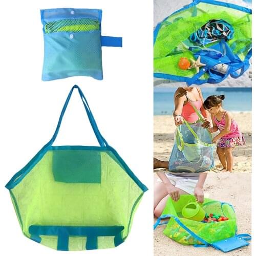 Mesh Beach Storage Bag Folding Large Capacity Handbag Single Shoulder Bag Storing Children Toy Towel Clothes Water Fun Tools