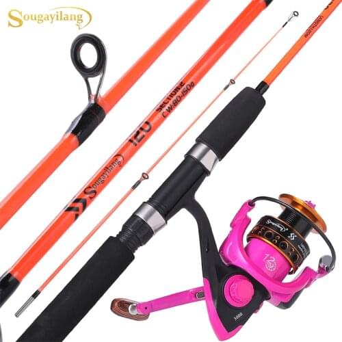 Sougayilang 4 Color Spinning Fishing Combo 120cm Ultralight Resin Body Travel Boat Rod and Fishing Reel Fishing Tackle Set