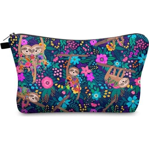 Hot Sale Womens Makeup Bag Lovely Printed Sloth Cosmetics Organizer Bag High Quality Storage Bags for Women Small Toiletry Bag