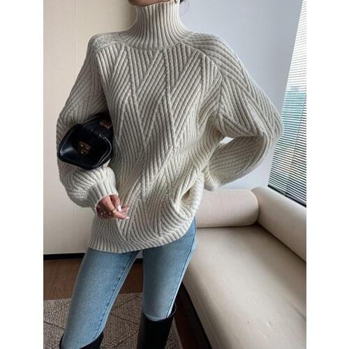 Sweater women 2020 new winter oversize cashmere Top high neck thick knitted pullover Solid color plus size warmth hot sale