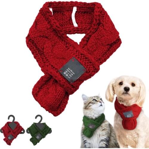 Warm Winter Pet Dog Scarves Small Puppy Chihuahua Yorkie Bow Tie Dogs Collars Cat Christmas Scarf Grooming Accessories For Pets