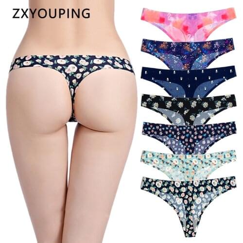 Print Women Thongs and G-String Seamless Panties Sexy Lingerie Female Underwear Tangas Breathable US Size Large Size 12 Colors