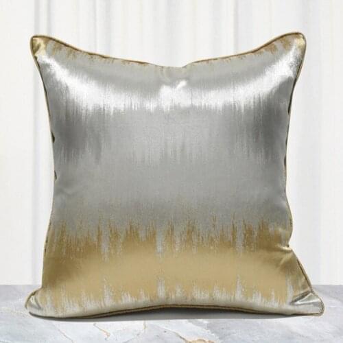 High Precision Jacquard Cushion Cover Luxury Embroidery Gold Silver Abstract Geometric Decorative Pillows Home Sofa Pillowcase