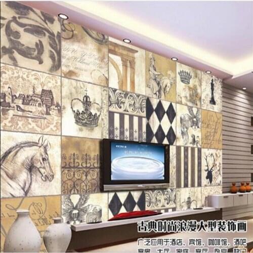 Wellyu Custom large - scale murals European retro puzzles fashion painting background wall wallpaper papel de parede