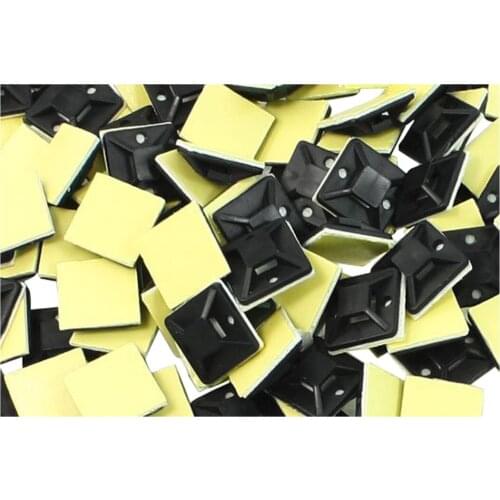 WSFS Hot 100 Pcs Self Adhesive Cable Tie Mount Base Holder 20 x 20 x 6mm