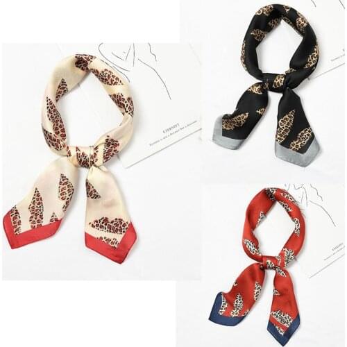 Yishine Wholesale 20pc Mix Colors Multifunction Sexy Leopard Printed Womens Satin Wraps Scarves Shawl Polyester Silk Scarf