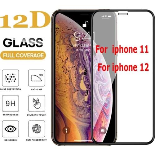 New12D Full Cover Protective Glass On For iPhone 11 7 8 6s Plus SE 2020 Screen Protector For iPhone X XR XS 11 12 Pro Max Glass