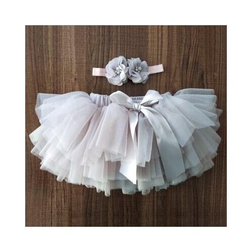 Baby Girl Tutu Skirt 2pcs Lace Baby Girls Princess Skirts Newborn Infant Outfits Kids Headband Flower Set Baby Mesh Cake Skirts