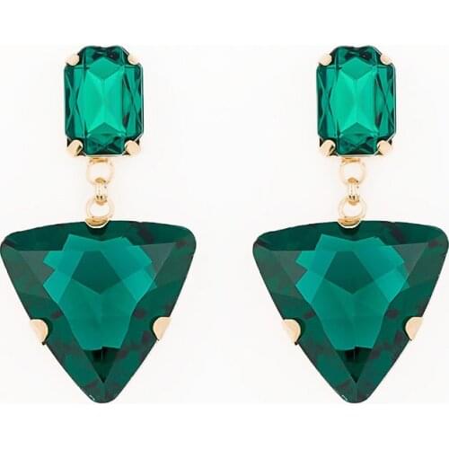 Hot new selling fashion jewelry Long design tassel triangle glass rhinestone big drop earring for women #E018