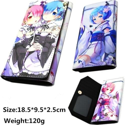 Anime Re:Life in a different world from zero Rem Ram Wallet Women Long Wallet with Coin Pocket Kawaii Purse Handbags