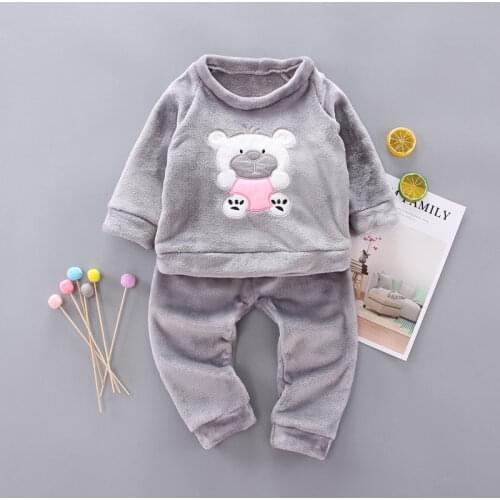 2020 Winter Kids Pajamas Sets Warm Pyjamas For Boys Thicken Girls Sleepwear Flannel 2-5 Years Fleece Baby Thermal Underwear Set