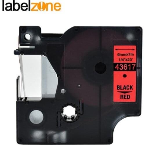 1PC 43617 1/4"(6mm) x 23'(7m) black on red compatible Dymo D1 PNP 6mm label printers D1 43617 for dymo label manager LM160