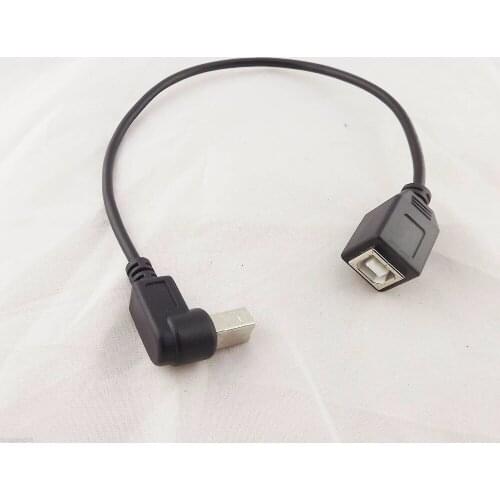 1pc USB 2.0 B Female To Down Angle USB B Male Printer Short Data Cable Adapter Black 30cm 1FT