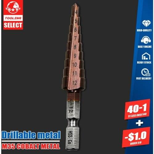 1pcs M35 Cobalt Metal Step Stepped Wood Drill Bit Multi-function Tapered Pagoda Hole Saw Milling Cutter 4-12mm HSS Shank Center