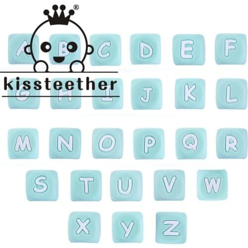 Kissteether 10pcs 12mm Silicone Letter Beads Food Grade Silicone Chewing Beads Teething Baby Toys Beading DIY 26 Letters