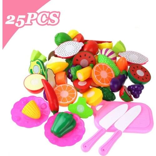 25Pcs Miniature Kitchen Set Food Fruit Vegetable Cutting Toys Kids Kitchen Play Set Pretend Play Educational Toys for Children ]