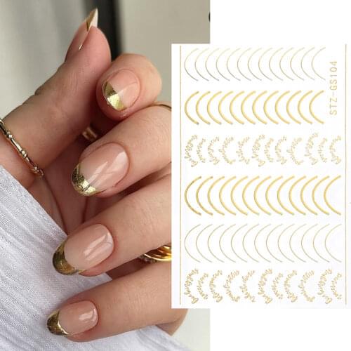 3D Nail Stickers Metal Black Geometric Tassel Strip Line Adhesive Transfer Decals Nail Foil Nail Art DIY Design Decoration 1pc