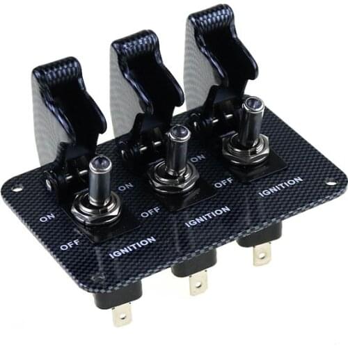 3x 12V Switch Car Racing On Off Aircraft Type / Carbon cover LED Toggle Switch Control Flip Cover Low Price