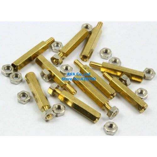50 M3x6mm Male Female Hex PCB Standoff Spacers 20mm Body Length with Nuts