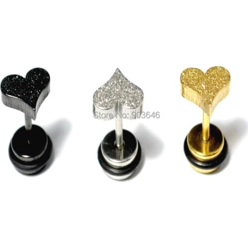 50PCS Fashion Heart Style Glitter Ear Studs Fake Ear Plug Stainless Steel Body Piercing Jewelry