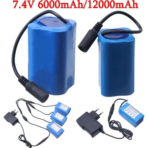 7.4V 12000mAh 6000mAh Battery 3To1 Line ChargerFor T188 T888 2011-5 V007 C18 H18 So on Remote Control RC Fishing Bait Boat Parts
