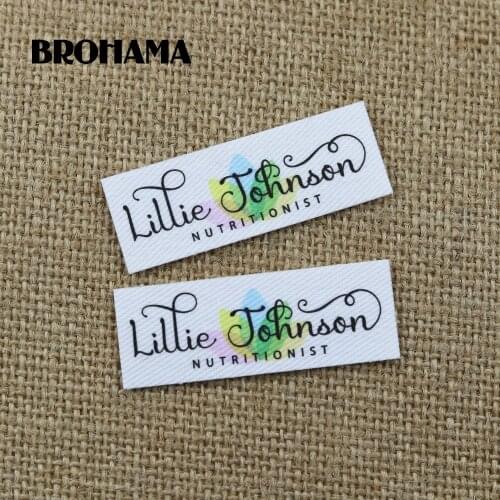 72 pieces Custom logo labels, Name iron on label, Custom Clothing tags, Organic Cotton Labels