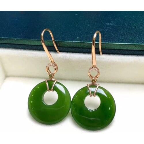 8k gold inlay and Tian Bi Yu Ping buckle earrings