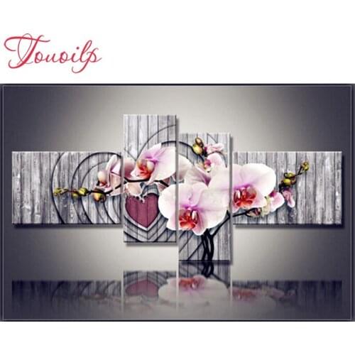 2019 4pcs DIY Magnolia orchid 5d Home Decoration diamond painting flower multi full diamond drill 3d diamond embroidery orchid