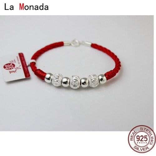 La Monada Bead Red Thread For Hand 925 Sterling Silver Bracelet Red Thread String Rope Bracelets For Women Silver 925 Couple