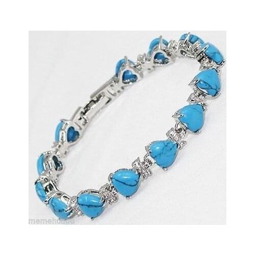 Ethnic Peach Heart Natural stone Link Press Buckle Unisex Bangles Bracelets AAA