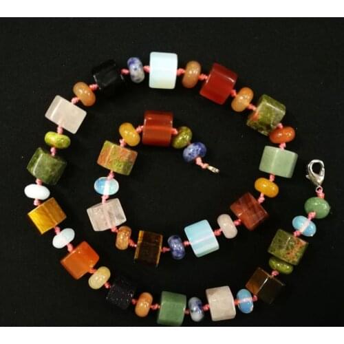 1PC Natural Quartz Stone Multicolour Hexagonal Prism Beads String Necklace Bohemia Personality Women Energy Healing Jewelry Free