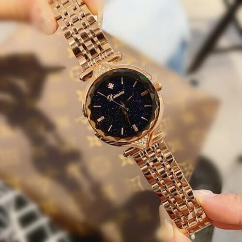 Super Women Watches Fashion Ladies Rose Gold Dress Watch Woman Causal Watch Clock Women Starry Face Watches relojes para mujer