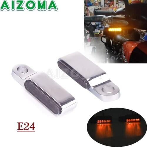 For Harley Custom Touring Road King Street Bob Glide Mini Motorbike LED Turn Signal Blinker Light Handlebar Amber Flashing Lamp