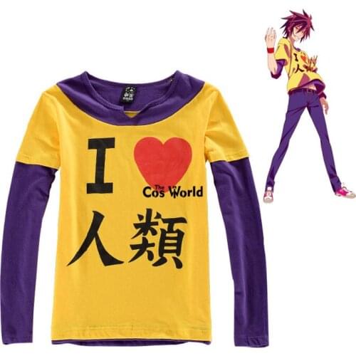NO GAME NO LIFE Imanity Sora Short Long Sleeve T-shirt Tops Pants Outfit Anime Cosplay Costumes