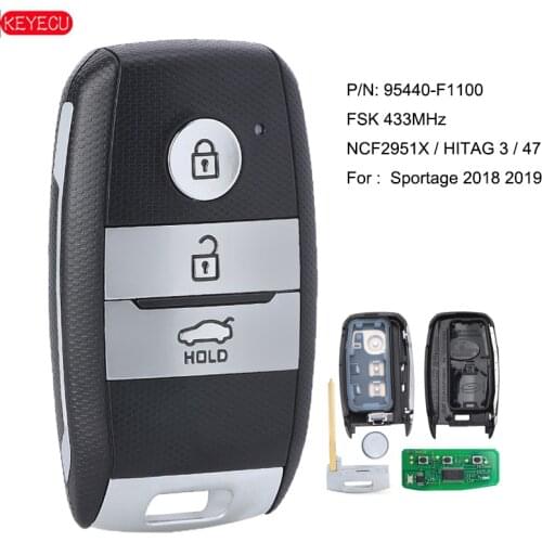 KEYECU 95440F1100 Keyless Go Smart Remote Car Key Fob FSK 433MHz ID47 for KIA Sportage 2018 2019 P/N: 95440-F1100