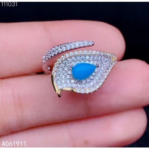 KJJEAXCMY Fine Jewelry Natural Blue Turquoise 925 Sterling Silver New Men Women Ring Support Test Luxury