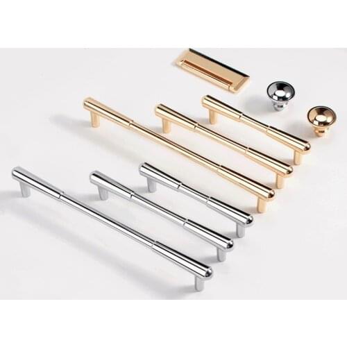 KK&FING Modern Minimalist Bright Chrome Door Handles Zinc Alloy Kitchen Cabinet Handles Drawer Knobs Furniture Handle Hardware