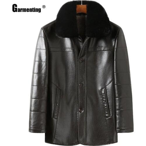 Garmenting Mens Pu Leather Jacket Fashion New Motorcycle Jackets Black Faux Leather Outerwear 2021 Winter Wool Liner Clothes