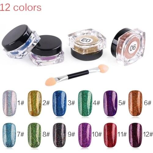 Nail Art Manicure magic colorful powder phantom glitter powder laser powder 12 color aurora chameleon glitter powder 2g