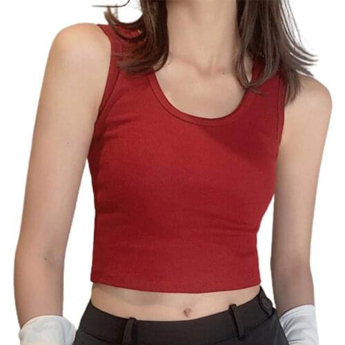 Summer Womens Tank Tops Fashion All-match Sleeveless O-neck Solid Color Sport Workout Vest Tank Top Streetwear Slim Tanks