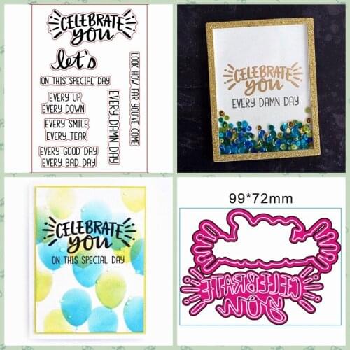 Celebrete You Metal Cutting Dies and Clear Stamp New Stencils DIY Scrapbooking Paper Cards Handmade Crafts Embossing Decoration