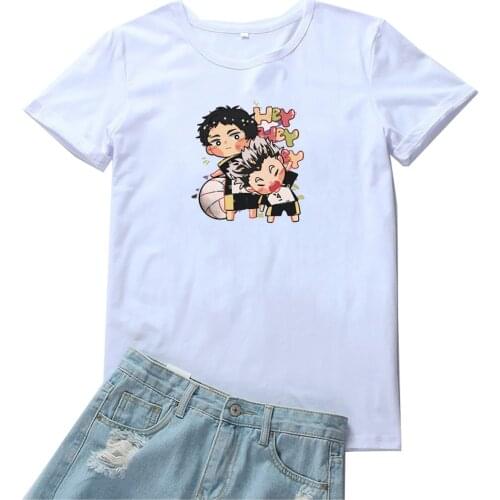 Cute Anime Pattern T Shirts Women Fashion Cotton Women T-shirt Kawaii Cartoon Graphic Tees Women Casual Tops Camiseta Mujer