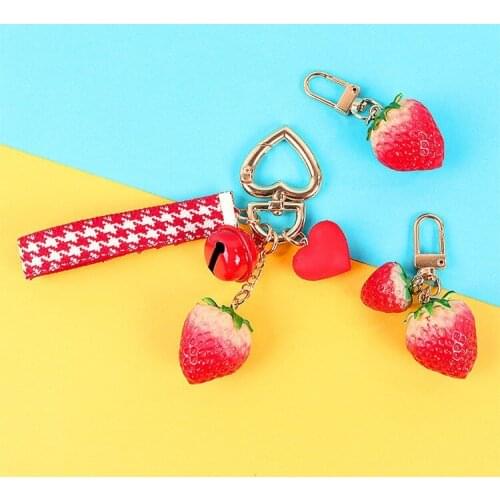 Cute fashion Strawberry Keychains for Girls Women Kawaii Fruit Charm trinket Key Chain for Bag Car Keys Pendant Keyrings Jewelry