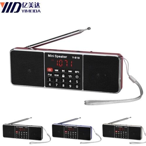 Y-618 Mini FM Radio FM dab Radio radyo Speaker USB Rechargeable Music Player Support TF/SD Card with LED Display Screen