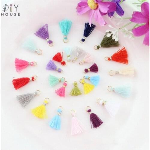 30-100Pcs 1cm Cotton Thread Mini Metal Hanging Ring Tassel Trim Pendant DIY Craft Jewelry Earrings Decor Materials Fringe Trim