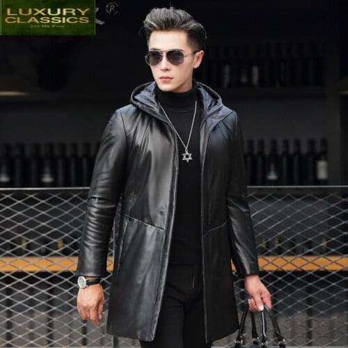 100% Sheepskin Coat Male Natural Genuine Leather White Duck Down Jacket Men Thick Warm Mens Winter Jacket Hiver 18X6803