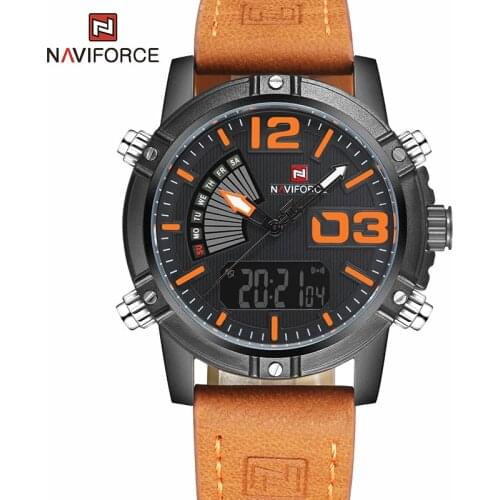 NAVIFORCE Top Brand Luxury Quartz Wrist Watch For Men Casual Business Dual Time Led Digital Chronograph Calendar Clock Watch Men