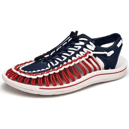 Mens Sandals 2021 New Summer Breathable Soft Flat Sandals Outdoor Beach Slip On Fashion Leisure Woven Sandals Men Casual Shoes