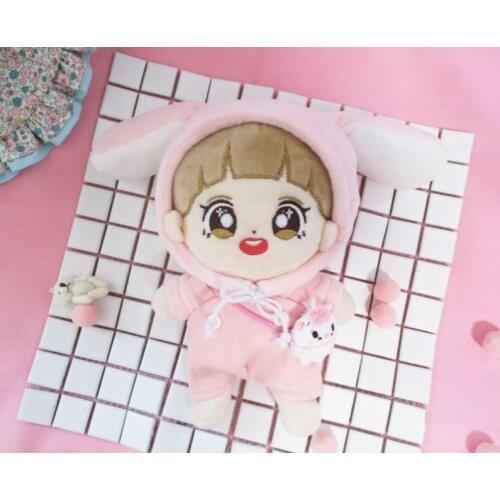 [MYKPOP]Bunny Hooded Sweatshirt + overalls 2pcs Set for 20cm 15cm doll (without doll) KPOP Fans Collection SC20090816