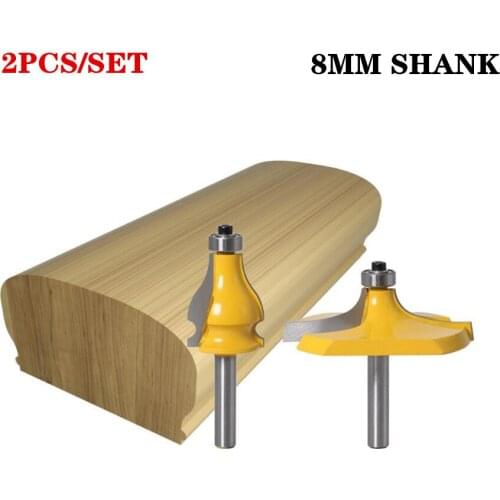 2 Bit 8mm Shank Handrail Router Bit Set - Standard/Flute Line knife Woodworking cutter Tenon Cutter for Woodworking Tools